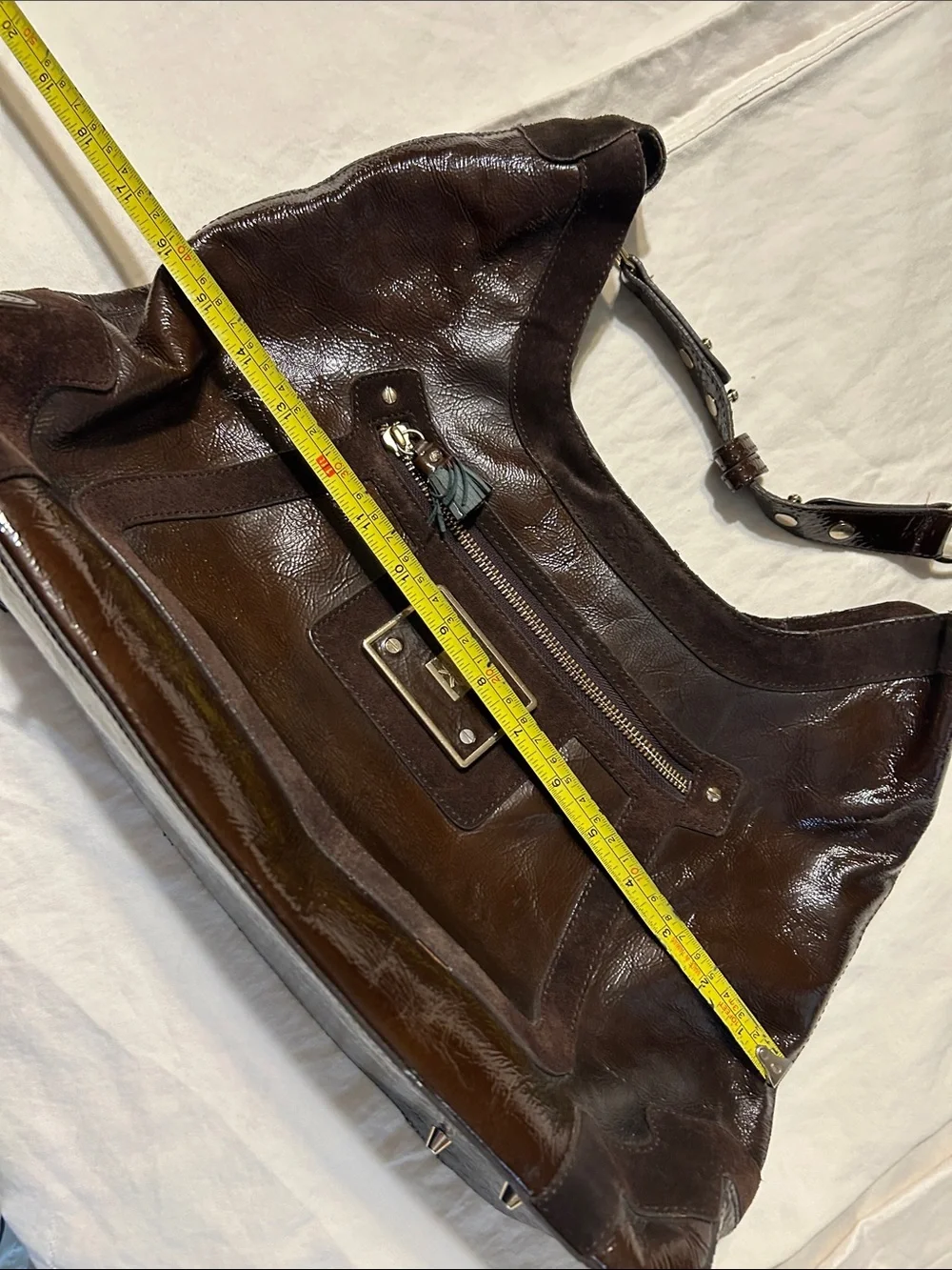 Anya Hindmarch Dark Brown Leather Messenger Shoulder Bag